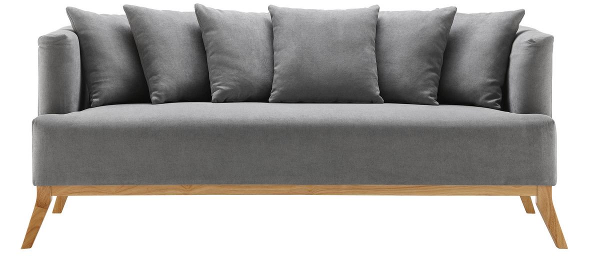 Bigsofa Mina Grau Velours - Grau, MODERN, Holz/Textil (190/78/81cm) - Bessagi Home