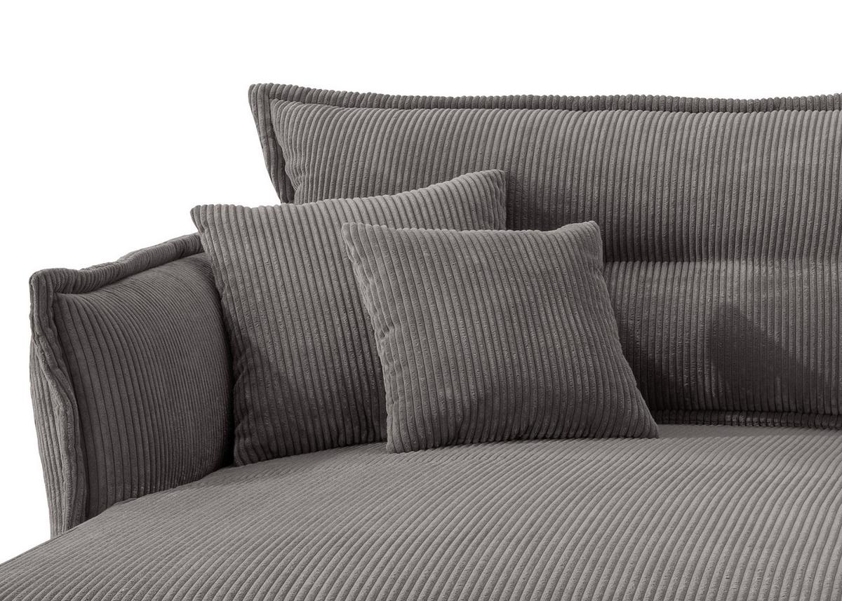 Wohnlandschaft Lava Grau Cord - Schwarz/Grau, MODERN, Textil/Metall (180/255cm) - Livetastic