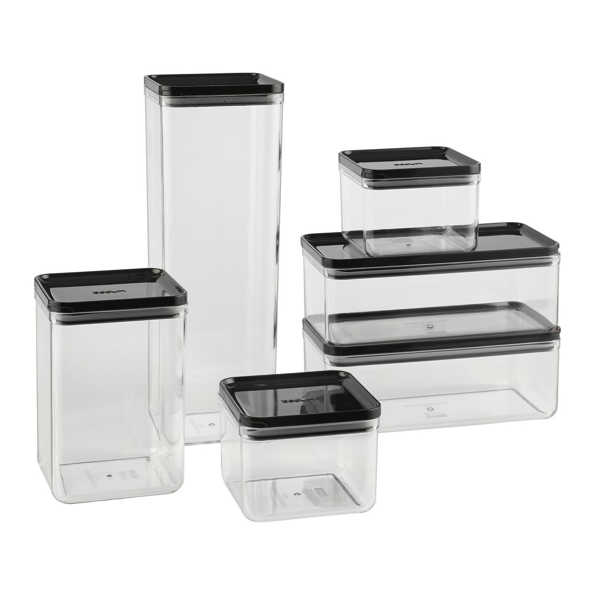 Vorratsdosenset Bodum Transparent, 6-teilig - Klar/Schwarz, KONVENTIONELL (13/12/32cm) - Bodum