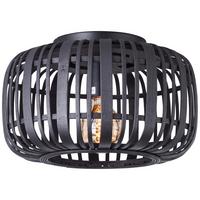 Deckenleuchte Woodrow Schwarz max. 60 Watt - Schwarz, Natur, Holz/Metall (32/22cm) - Brilliant