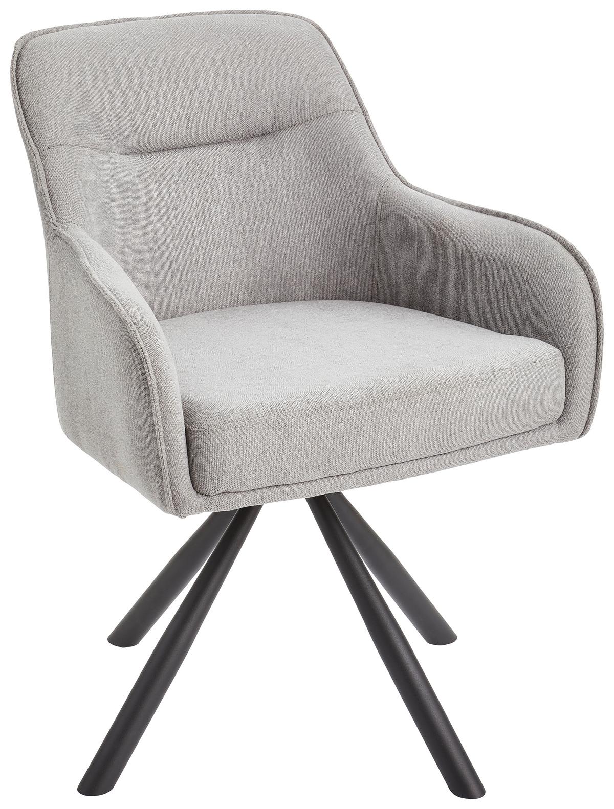 KRZESŁO Z PODŁOKIETNIKAMI ANNA - jasnoszary/czarny, Modern, metal/tkanina (61/85/61cm) - Livetastic