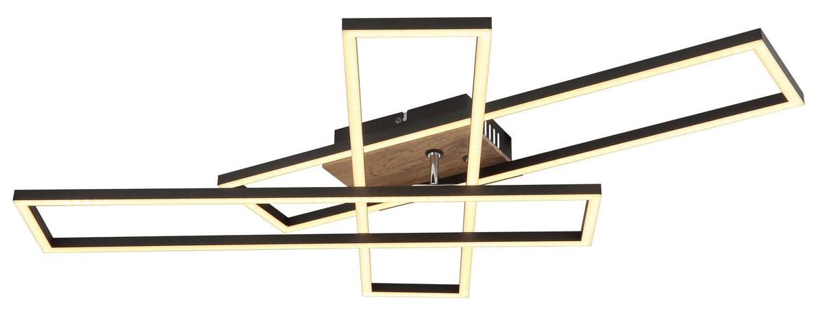 LED-DECKENLEUCHTE 67208-40 DAKARI - Chromfarben/Weiss, Design, Holzwerkstoff/Kunststoff (80/60/10cm) - Globo