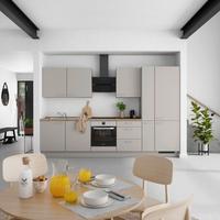 Küchenblock Touch High m. Geräten Grau - Eiche dunkel/Edelstahlfarben, MODERN, Holzwerkstoff/Metall (330cm) - Nobilia