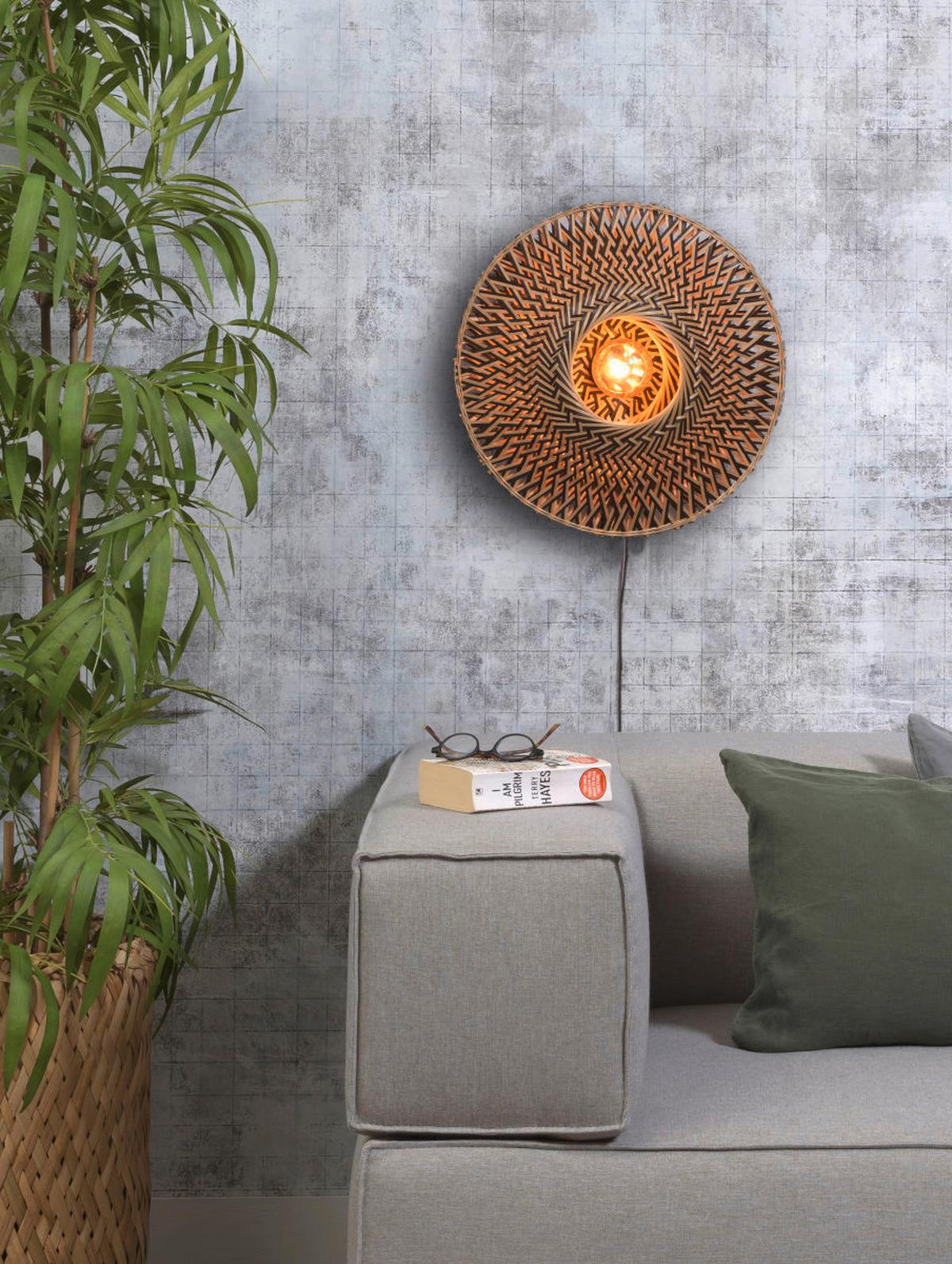 Wandleuchte Bali in Schwarz/Braun max. 40 Watt - Hellbraun/Schwarz, Natur, Naturmaterialien/Metall (47/26cm) - Good & Mojo
