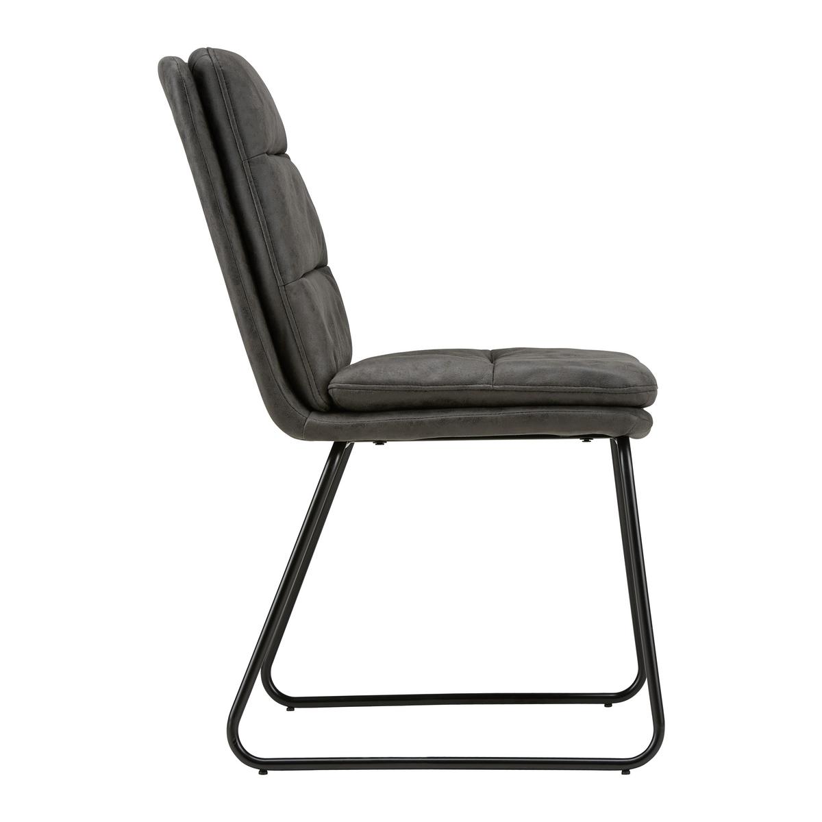 Stuhl Kona Dunkelgrau Mikrofaser Gepolstert - Dunkelgrau/Schwarz, MODERN, Textil/Metall (48/90/65cm) - Bessagi Home