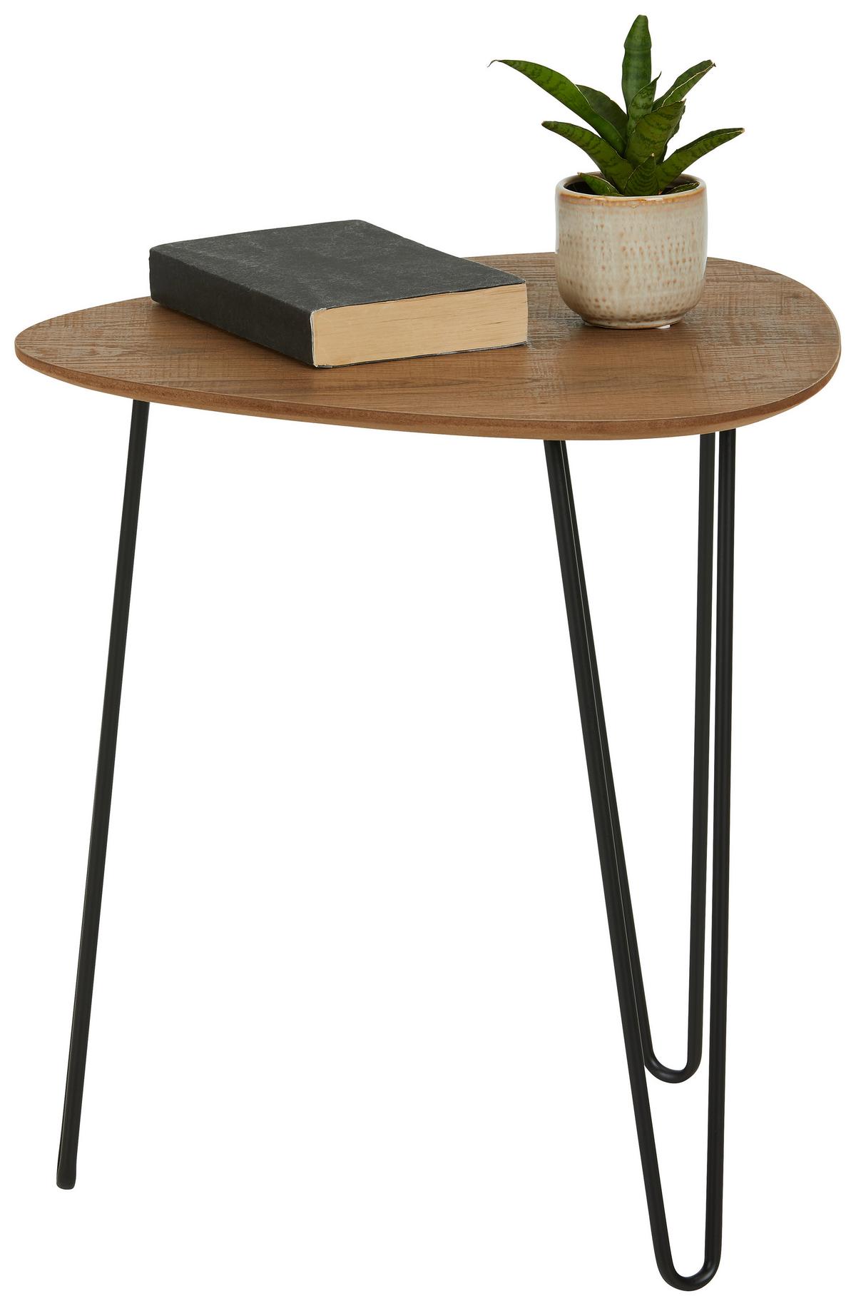 Beistelltisch in Eiche/Schwarz - Eichefarben/Schwarz, MODERN, Holzwerkstoff/Metall (40/40/43cm) - Mömax