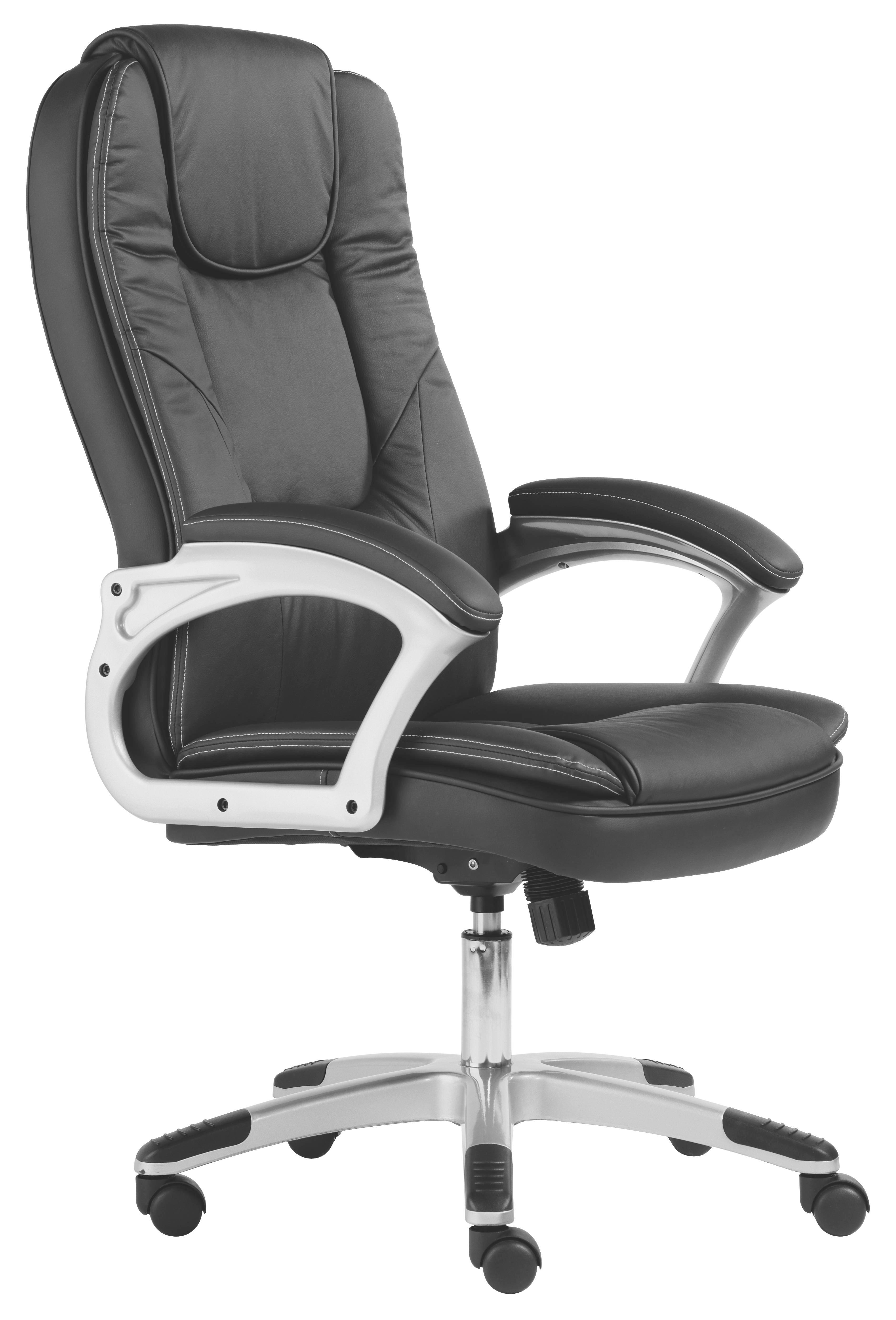 Chefsessel Schwarz - Silberfarben/Schwarz, Holzwerkstoff/Kunststoff (62/116-125/71cm) - Mömax modern living