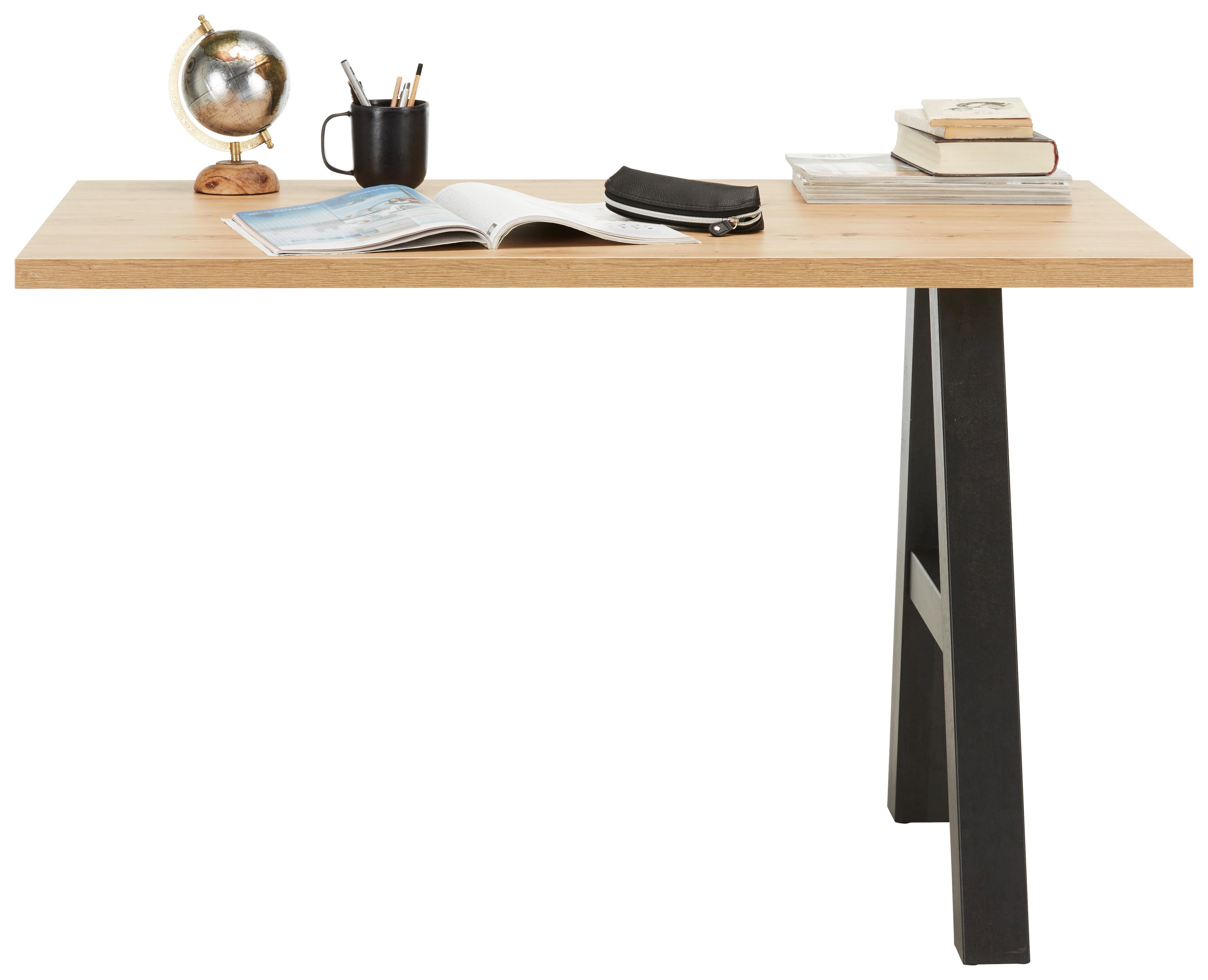 Íróasztal Bővítő Elem Mister Office - fekete/tölgyfa, modern, faalapú anyag (120/75/70cm) - Modern Living