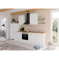 Küchenblock IKZ mit Geräten ca. 330 cm Weiß - Edelstahlfarben/Eichefarben, Design, Holzwerkstoff/Metall (330cm) - Impuls