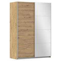 Ormar S Kliznim Vratima Subito - srebrne boje/hrast Artisan, Moderno, drvni materijal/metal (136/197/61cm) - Modern Living