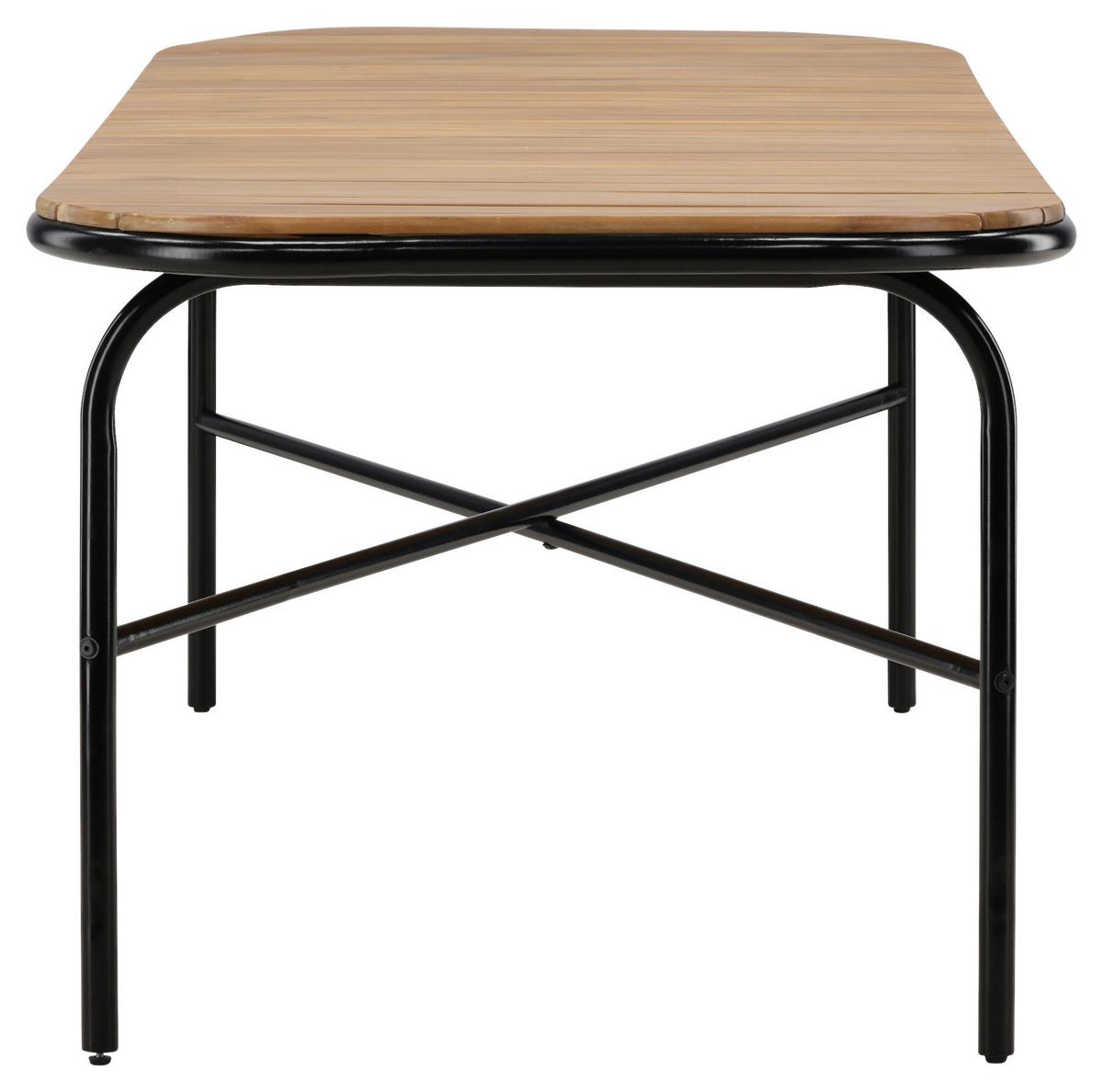 Gartentisch Holmbeck ca. 200x90x75cm Schwarz/Akazie - Schwarz, KONVENTIONELL, Holz/Metall (200/90/75cm) - Gardenson