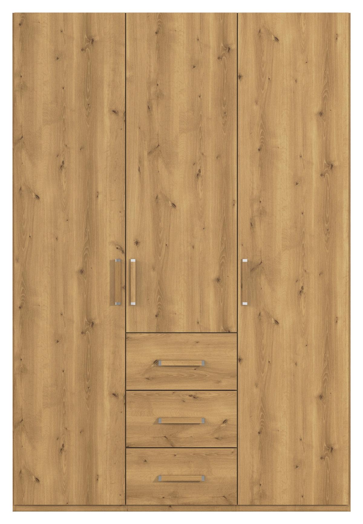 Omara S Klasičnimi Vrati Evelyn, Barva Hrasta - srebrne barve/barve hrasta, Design, umetna masa/leseni material (151/223/60cm) - Novel