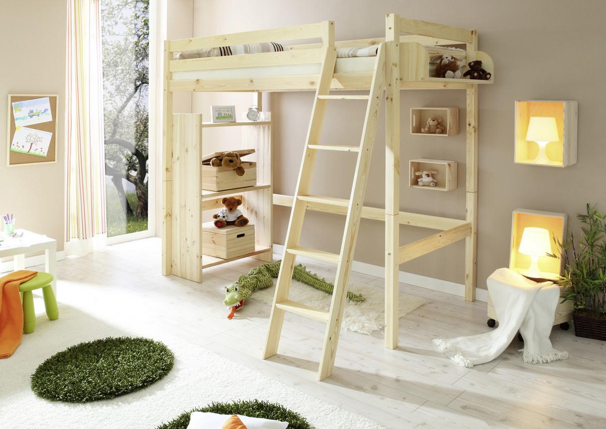 Hochbett Matthias ca. 90x200 cm Kiefer - Kieferfarben, Basics, Holz (90/200cm) - MID.YOU