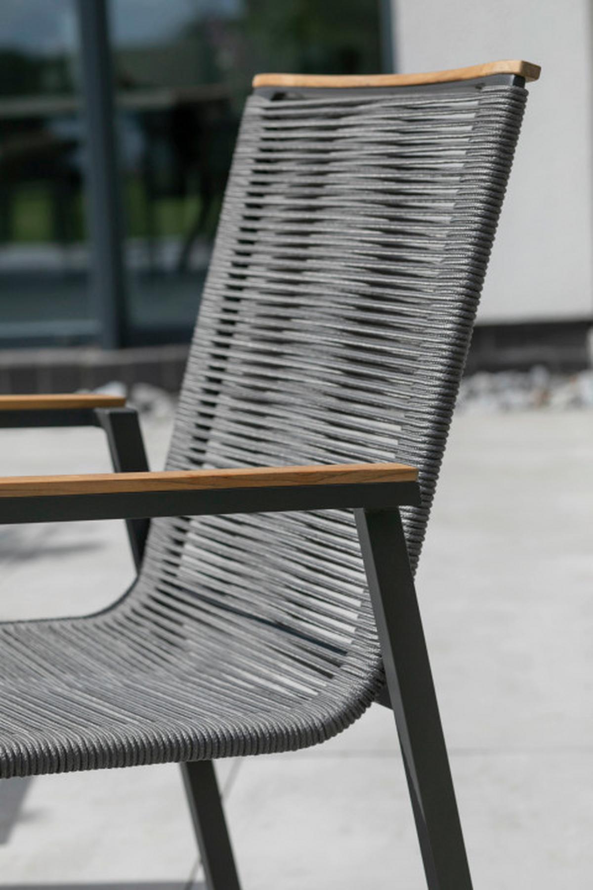 Gartensessel Montana Grau/Teak stapelbar - Grau, Basics, Holz/Kunststoff (55/87/66cm) - Gardenson