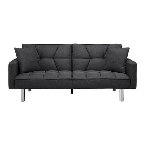 Schlafsofa in dunkel- grau inkl. 2 Kissen "David" - Chromfarben/Dunkelgrau, Modern, Holz/Textil (196/83/89cm) - Bessagi Home