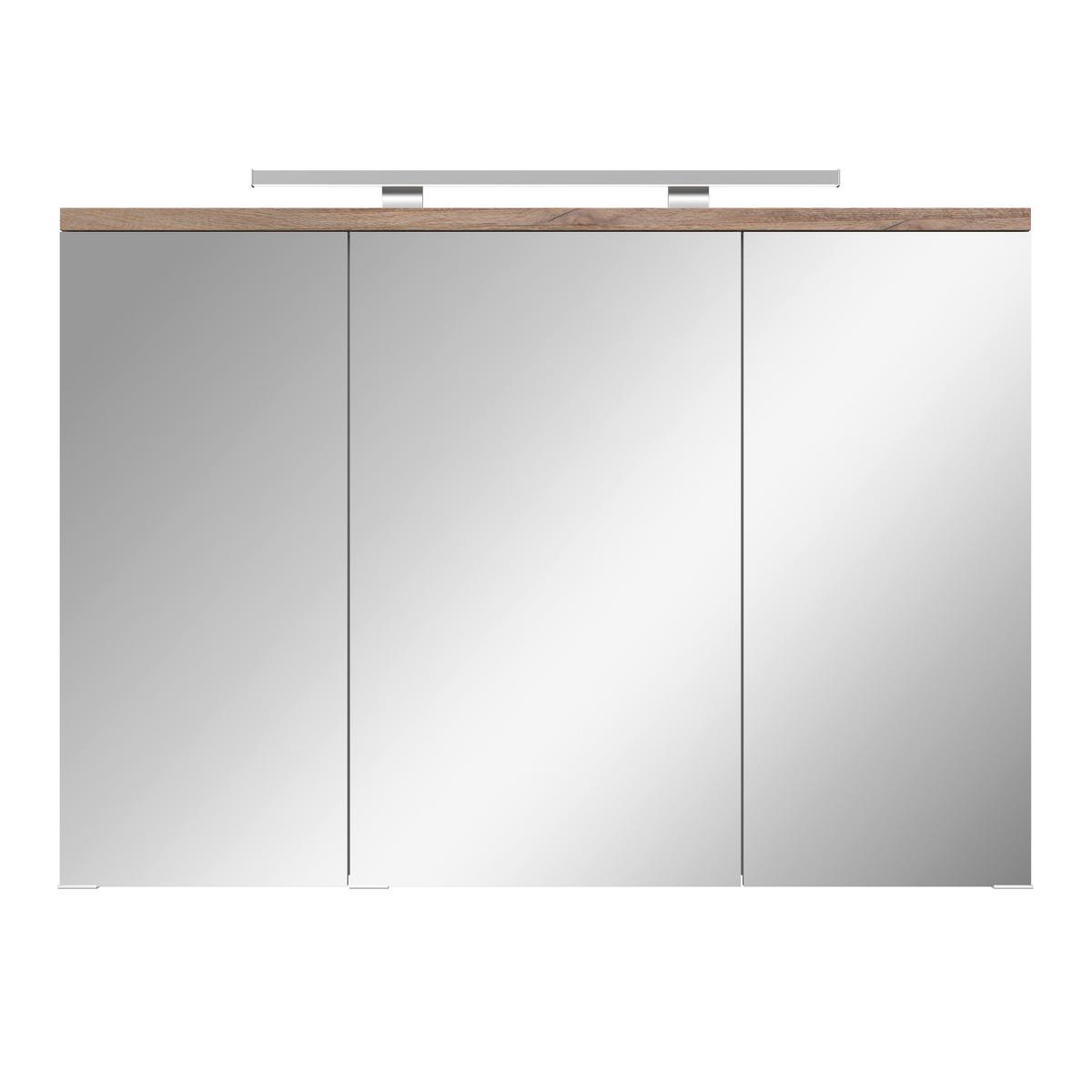 Element S Ogledalom Marbella - bijela/boje kroma, Moderno, staklo/drvni materijal (100/70/20cm) - Premium Living