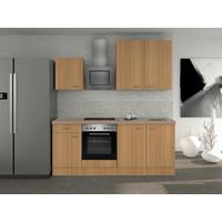 Kuhinjski Blok Z Aparati Nano, Barva Bukve - barve nerjavečega jekla/barve bukve, Moderno, umetna masa/leseni material (210cm) - FlexWell