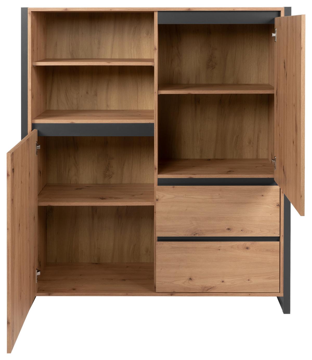 Visoka Komoda Denver 51, Barva Hrasta, Antracit - barve hrasta/antracit, Moderno, leseni material (120/140/40cm) - MID.YOU