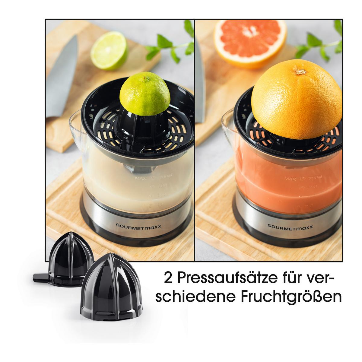 Zitronenpresse Gourmetmaxx Schwarz ca. 40 Watt - Transparent/Schwarz, MODERN, Kunststoff/Metall (19/14/21cm)