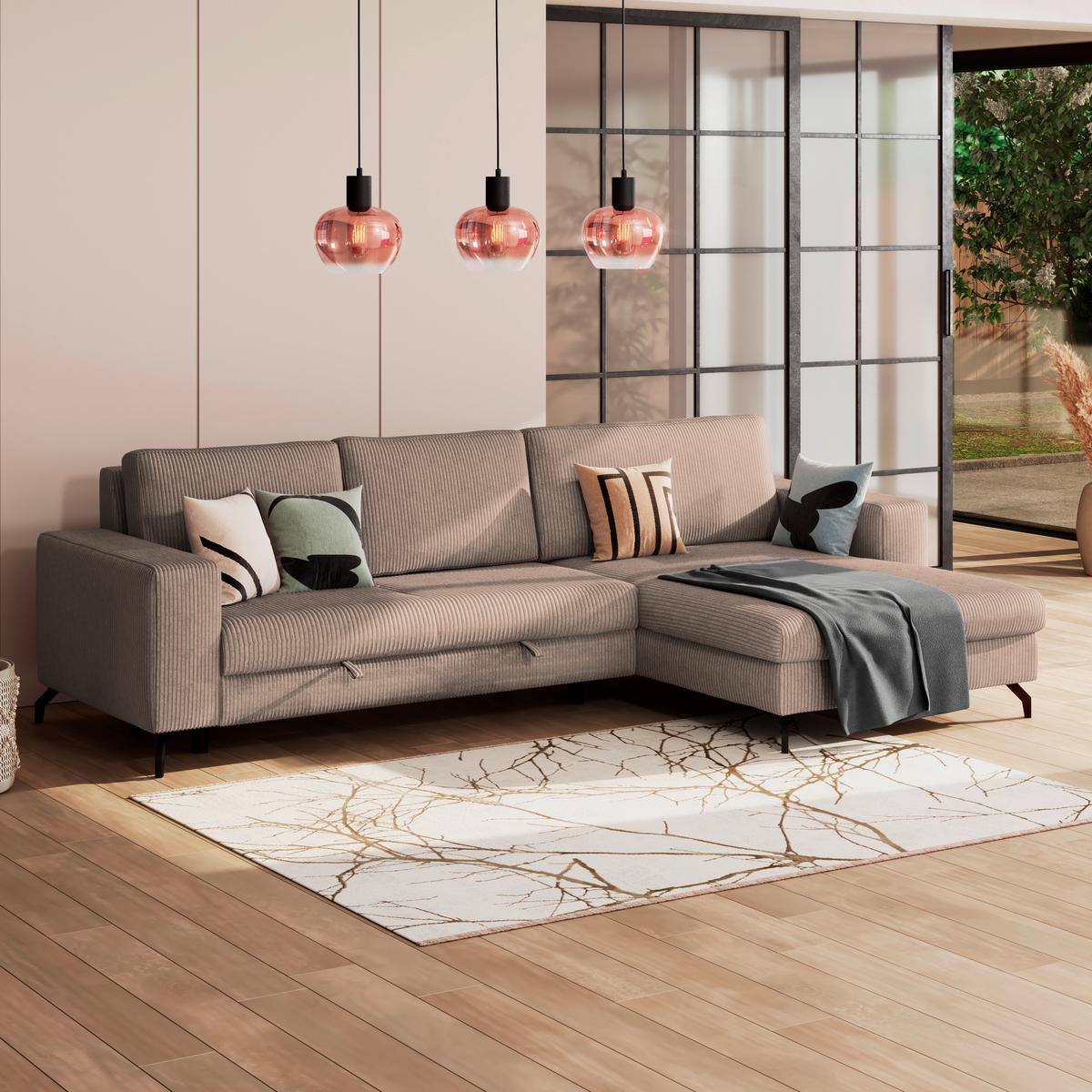 Kutna Garnitura Cloud - cappuccino, Trend, tekstil (290/178cm) - Modern Living