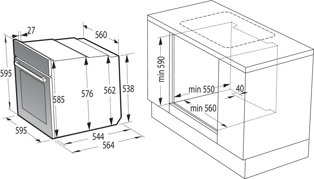 Einbauherd BCS6737E06X Schwarz/Edelstahlfarben - Edelstahlfarben/Schwarz, MODERN, Metall (59,5/59,5/56,4cm) - Gorenje