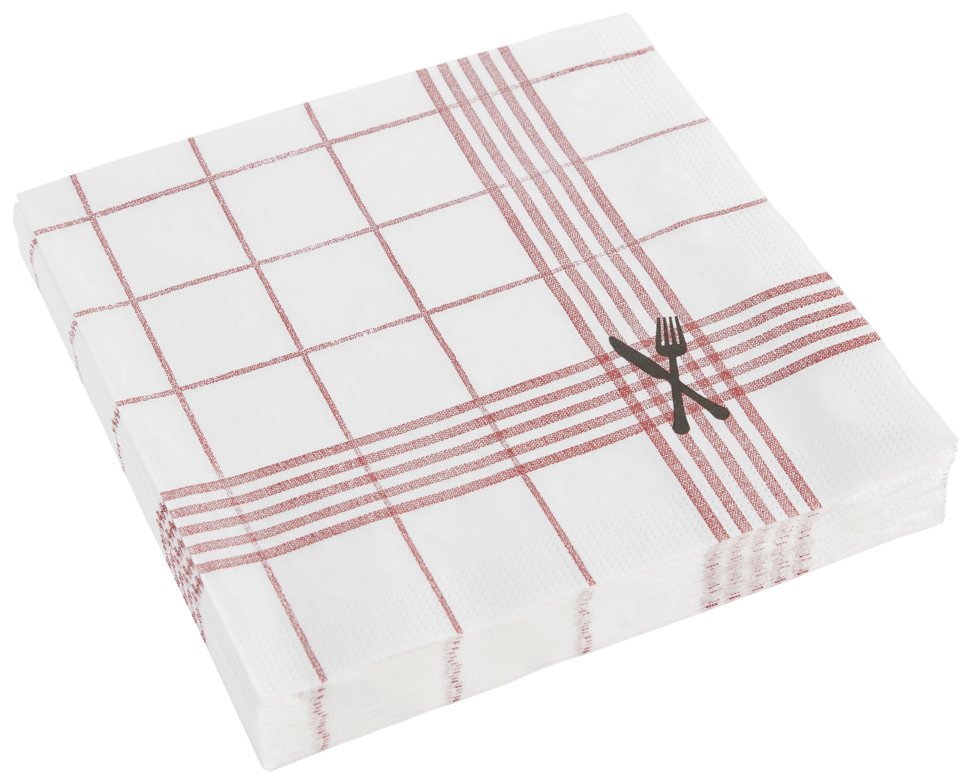 Seviette Kai in Dunkelrot/Weiß ca. 33x33cm - Schwarz/Weiß, Papier (33/33cm)