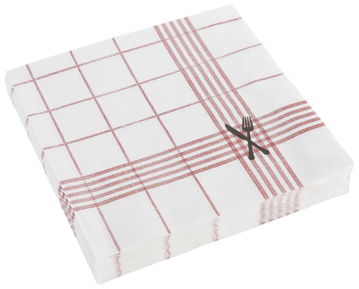 Serviette Kai in Dunkelrot/Weiß ca. 33x33cm - Weiss/Schwarz, Papier (33/33cm)