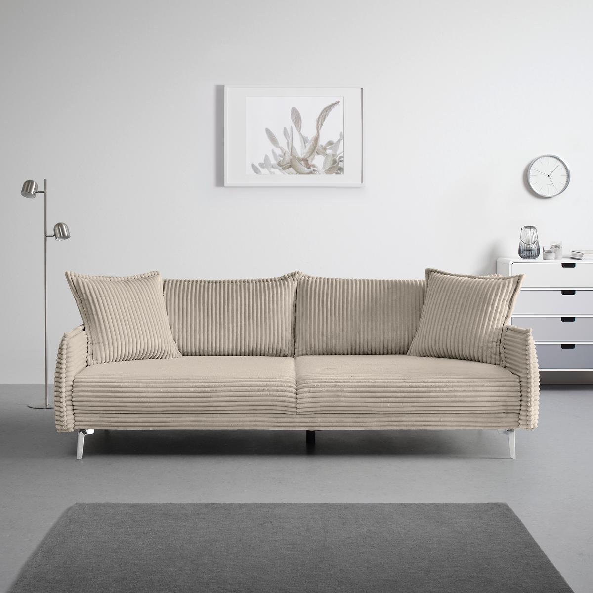 Bigsofa Kiss Cappuccino - Chromfarben/Cappuccino, MODERN, Holz/Metall (241/90/117cm) - Mömax