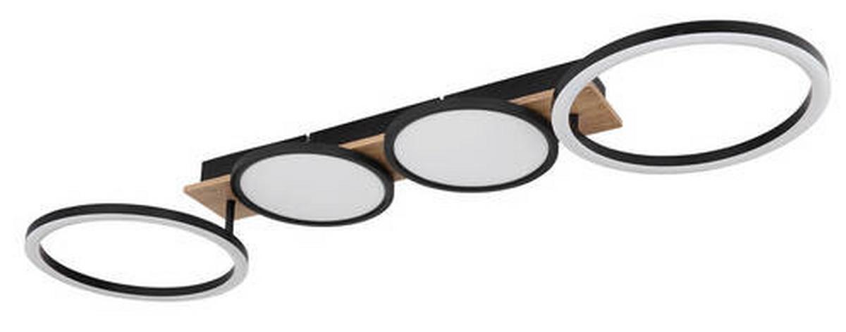 LED-Deckenleuchte Bossy max. 38 Watt - Dunkelbraun/Opal, Design, Holzwerkstoff/Kunststoff (108,5/30/11cm) - Globo