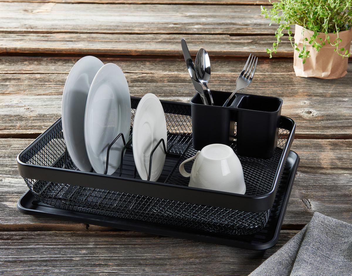 SUSZARKA DO NACZYŃ MODERN KITCHEN - czarny, Basics, tworzywo sztuczne/metal (41/30/13,5cm) - Homeware Profession.