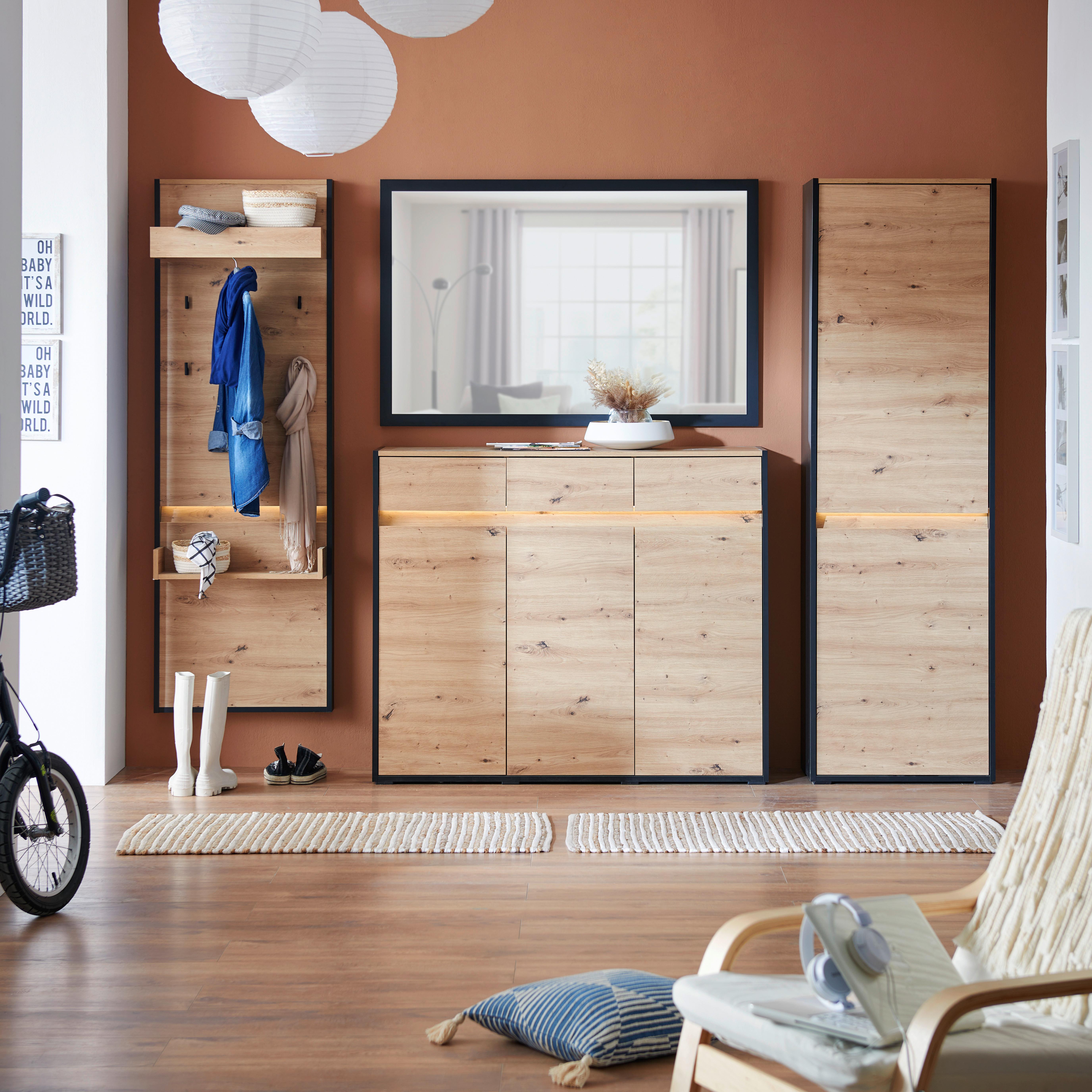 Panou curier Welcome - stejar Artisan/negru, Modern, material pe bază de lemn (60,4/180/30cm) - Modern Living