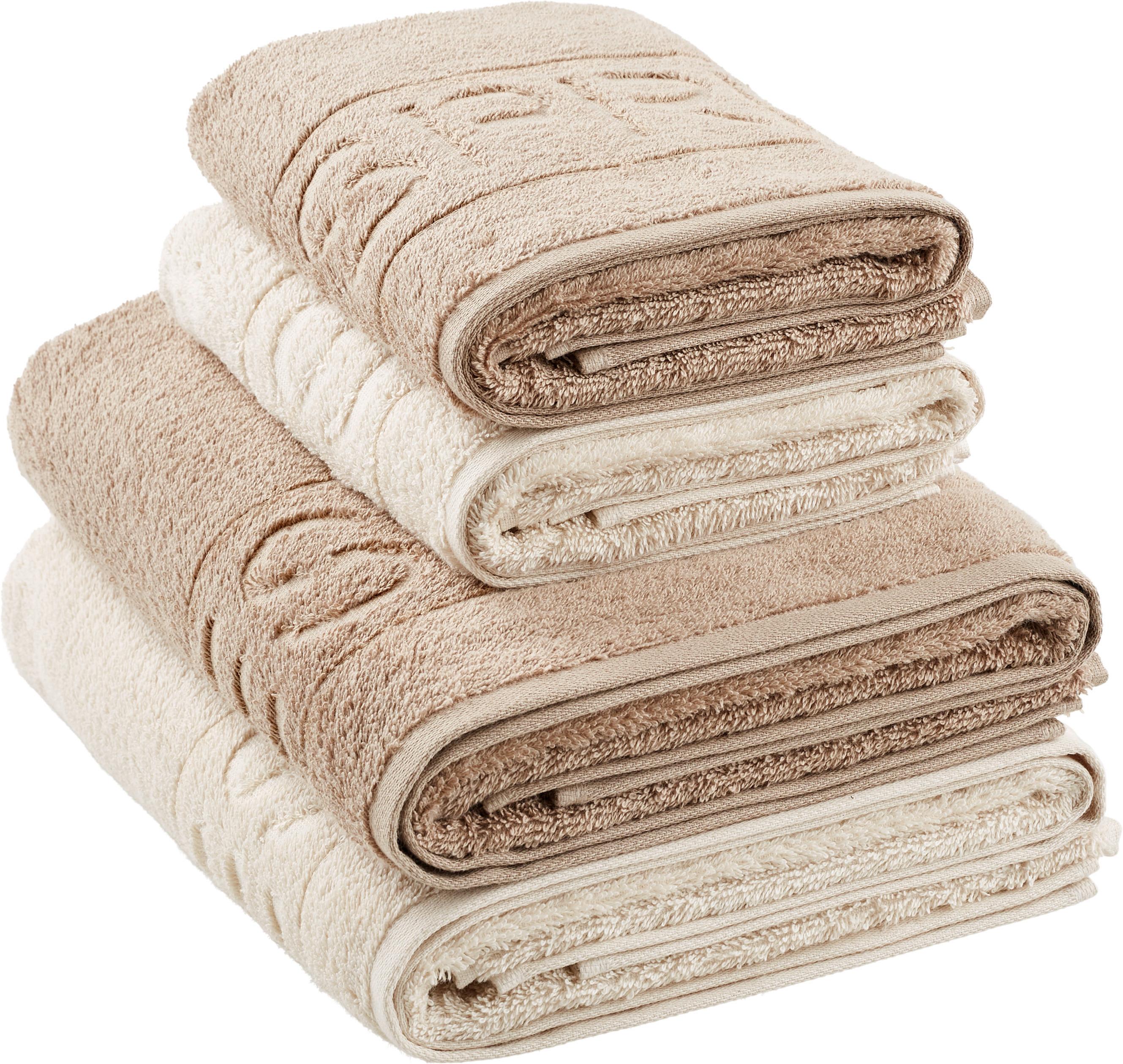 ZESTAW RĘCZNIKÓW FROTTE SET SOFT CLOUD - beżowy/kolor piaskowy, Basics, tkanina (50x100/67x140cm) - Esprit