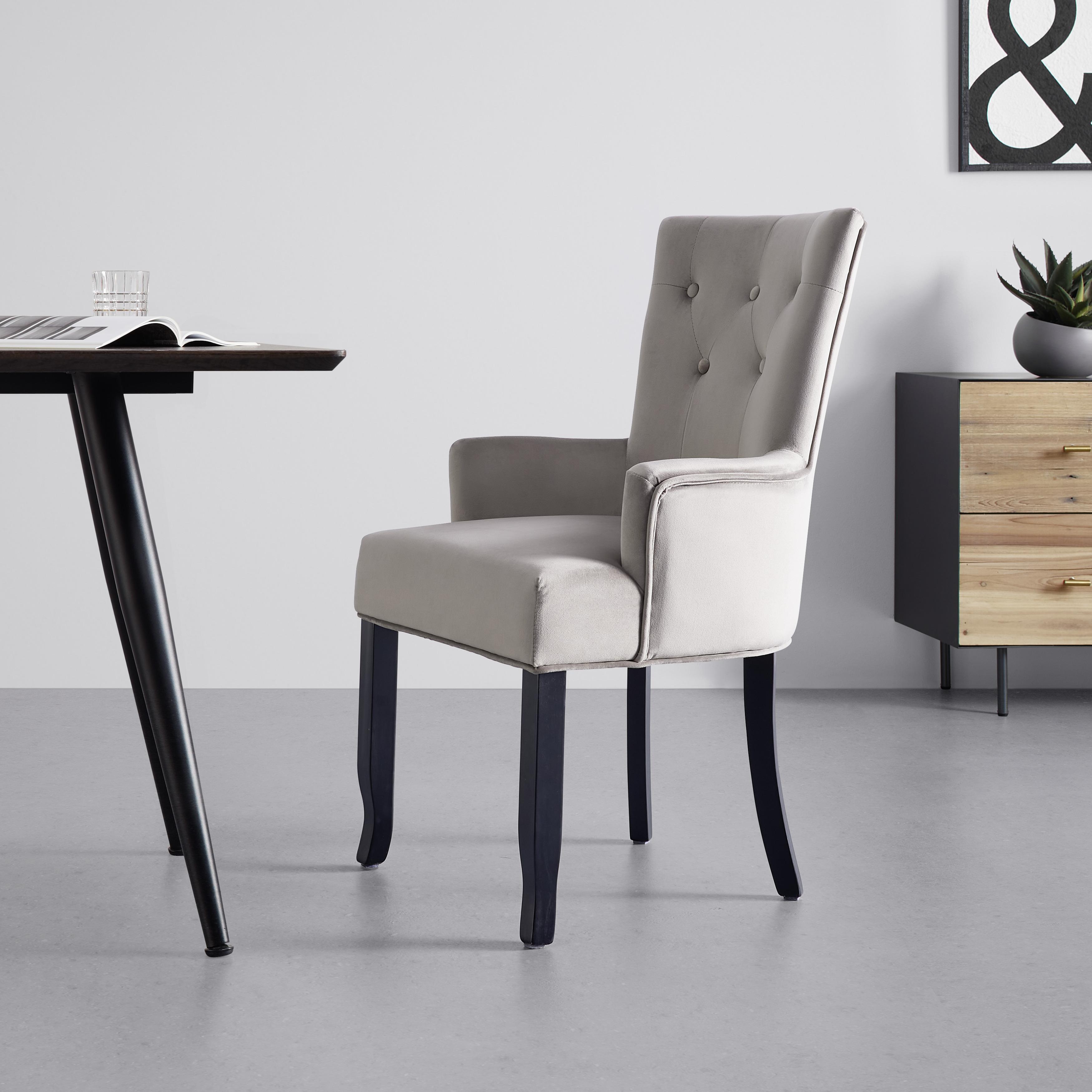 Armlehnstuhl "Milo" bezug, hellgrau, Gepolstert - Hellgrau/Kieferfarben, MODERN, Holz/Textil (56/96/64cm) - Bessagi Home