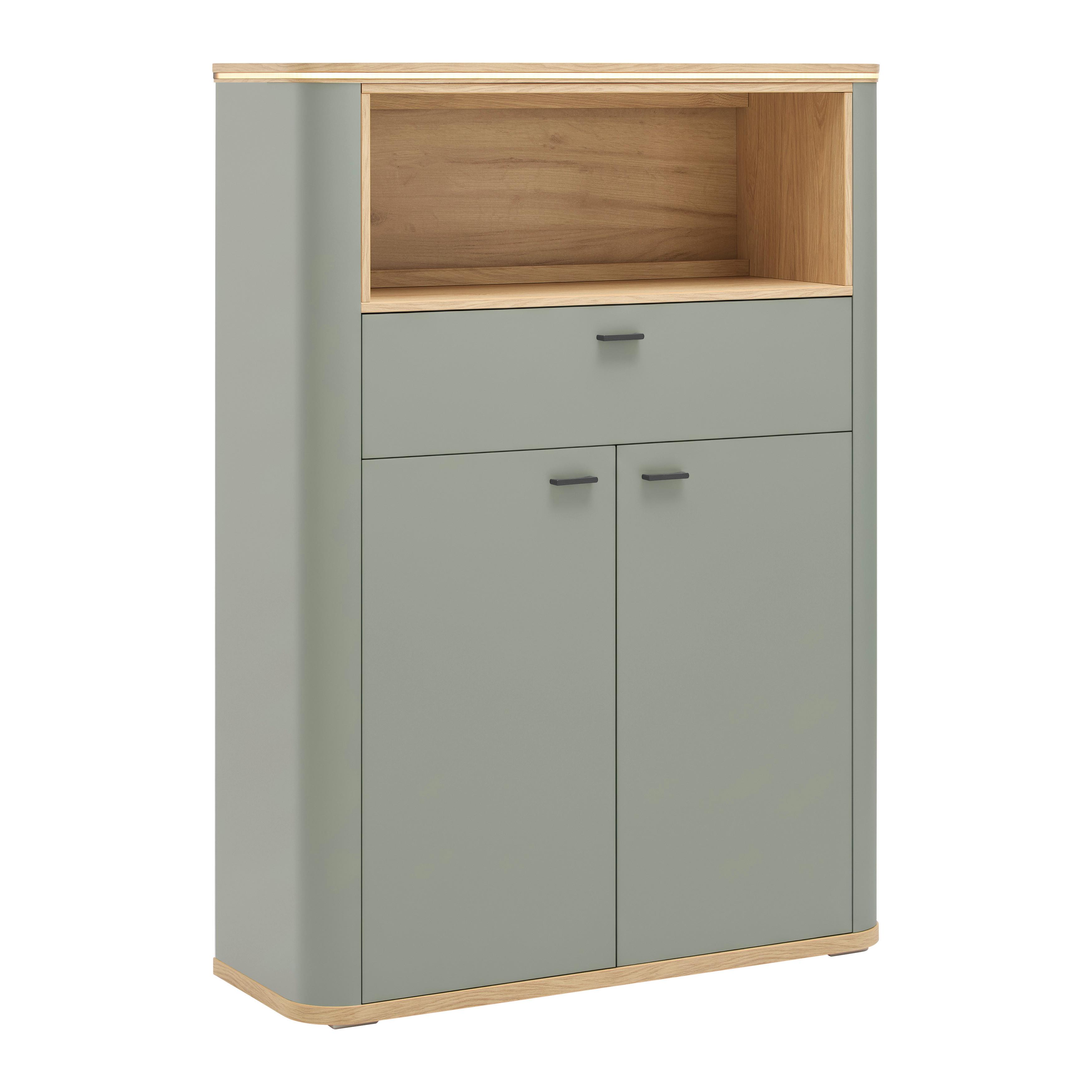 Highboard Lagos Salbeigrün/Eiche Artisan - Salbeigrün/Anthrazit, MODERN, Holzwerkstoff/Kunststoff (109,2/148,3/37,5cm) - Premium Living