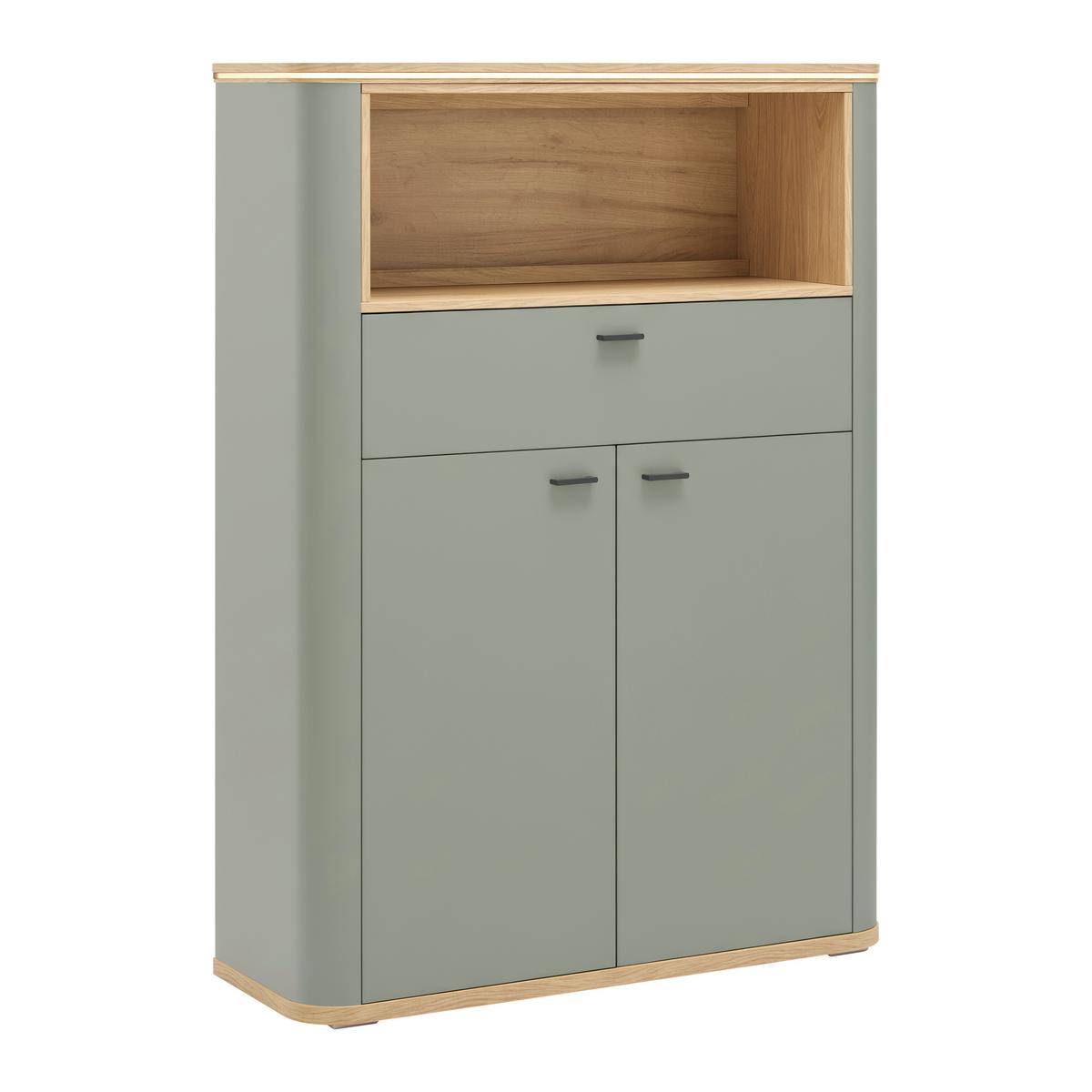 Highboard Lagos Salbeigrün/Eiche Artisan - Salbeigrün/Anthrazit, MODERN, Holzwerkstoff/Kunststoff (109,2/148,3/37,5cm) - Premium Living