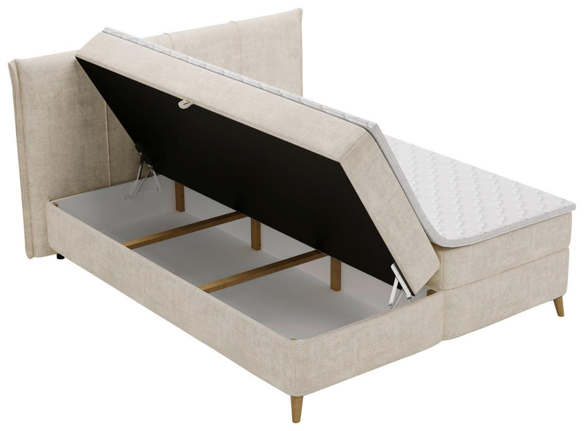 Boxbett Veloria Beige ca. 160x200cm - Beige/Schwarz, KONVENTIONELL, Textil/Metall (160/200cm) - Based