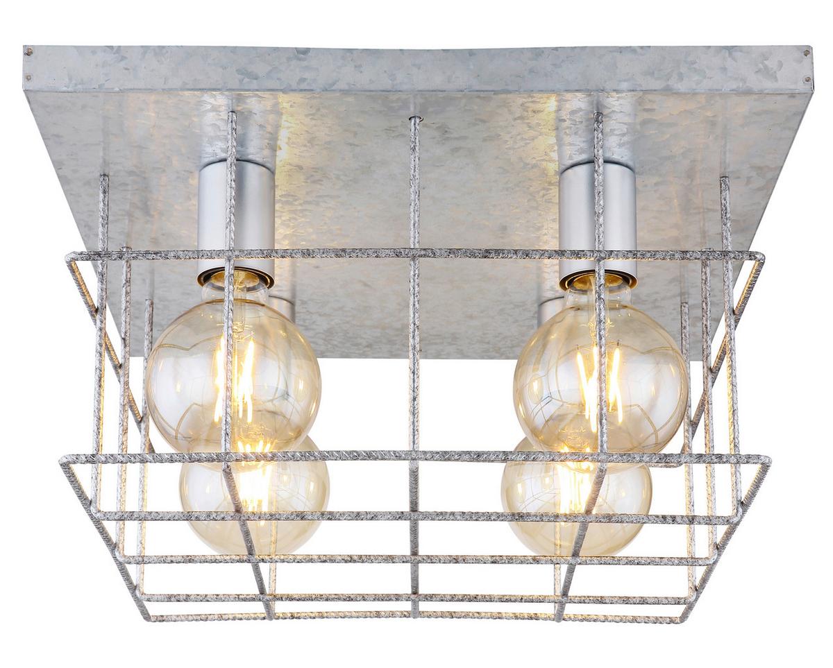 Deckenleuchte Merril Zinkfarben max. 60 Watt - Zinkfarben, Design, Metall (40/40/26cm) - Globo