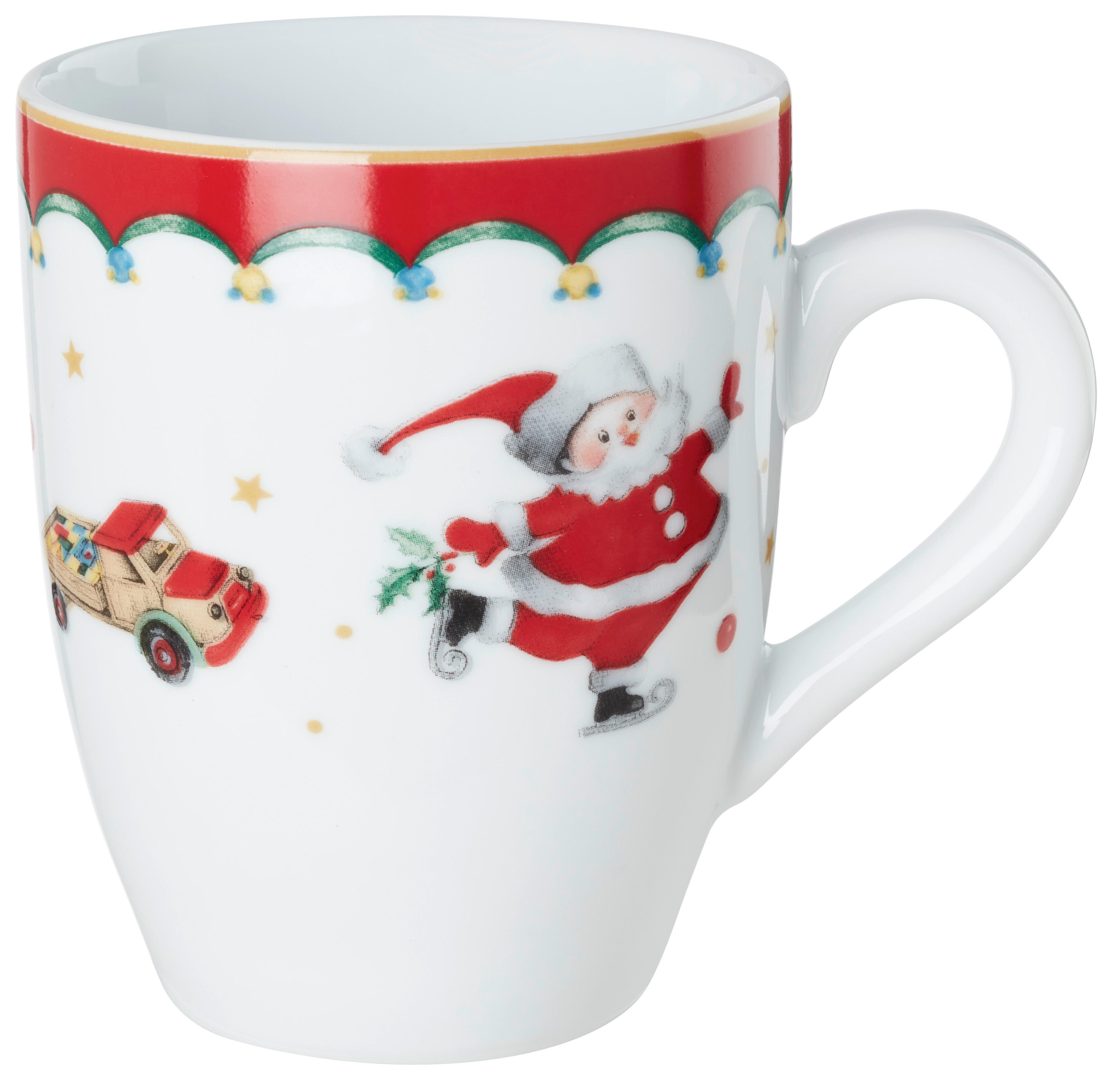 Kaffeebecher XMAS mit Weihnachtsmotiv Ø ca. 8,6 - Weiss/Rot, Konventionell, Keramik (8,6/10cm) - Mömax