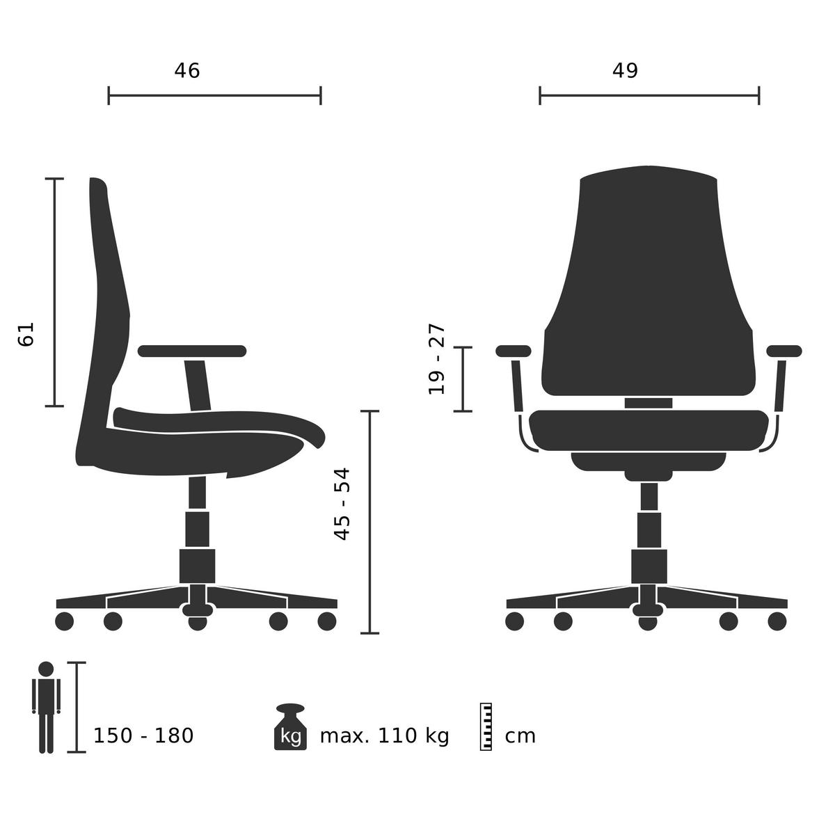Pisarniški Stol Nestora, Bež - bela/bež, Basics, umetna masa/tekstil (70/103-113/70cm) - MID.YOU