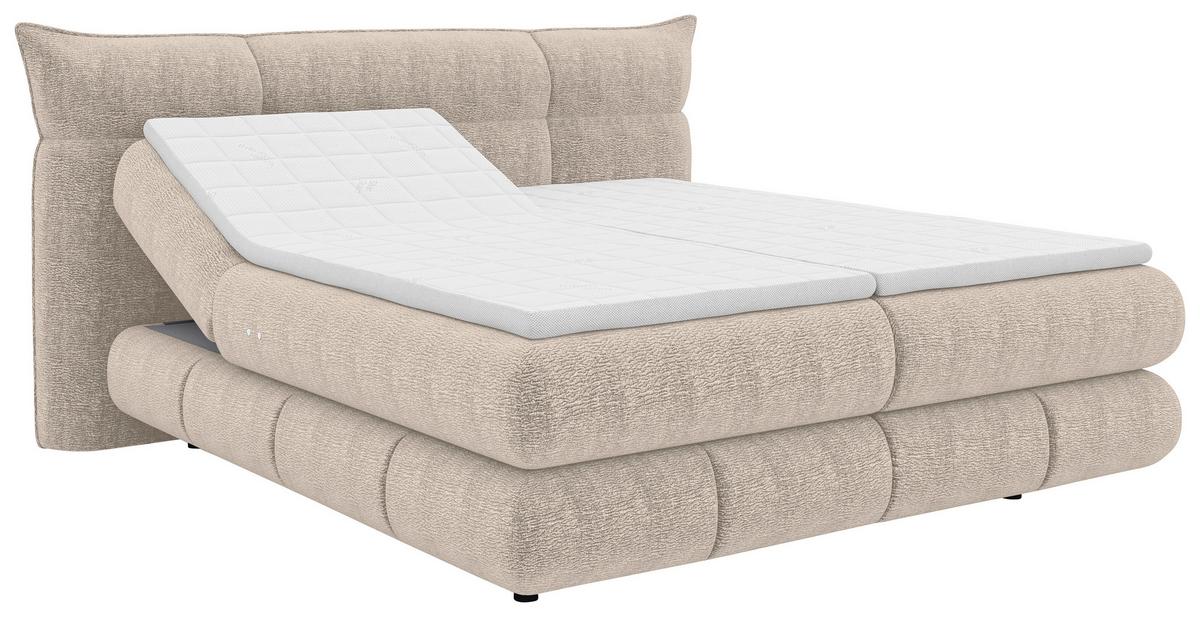 Boxspringbett Auris Beige ca. 180x200cm - Beige/Schwarz, KONVENTIONELL, Kunststoff/Textil (180/200cm) - Sembella