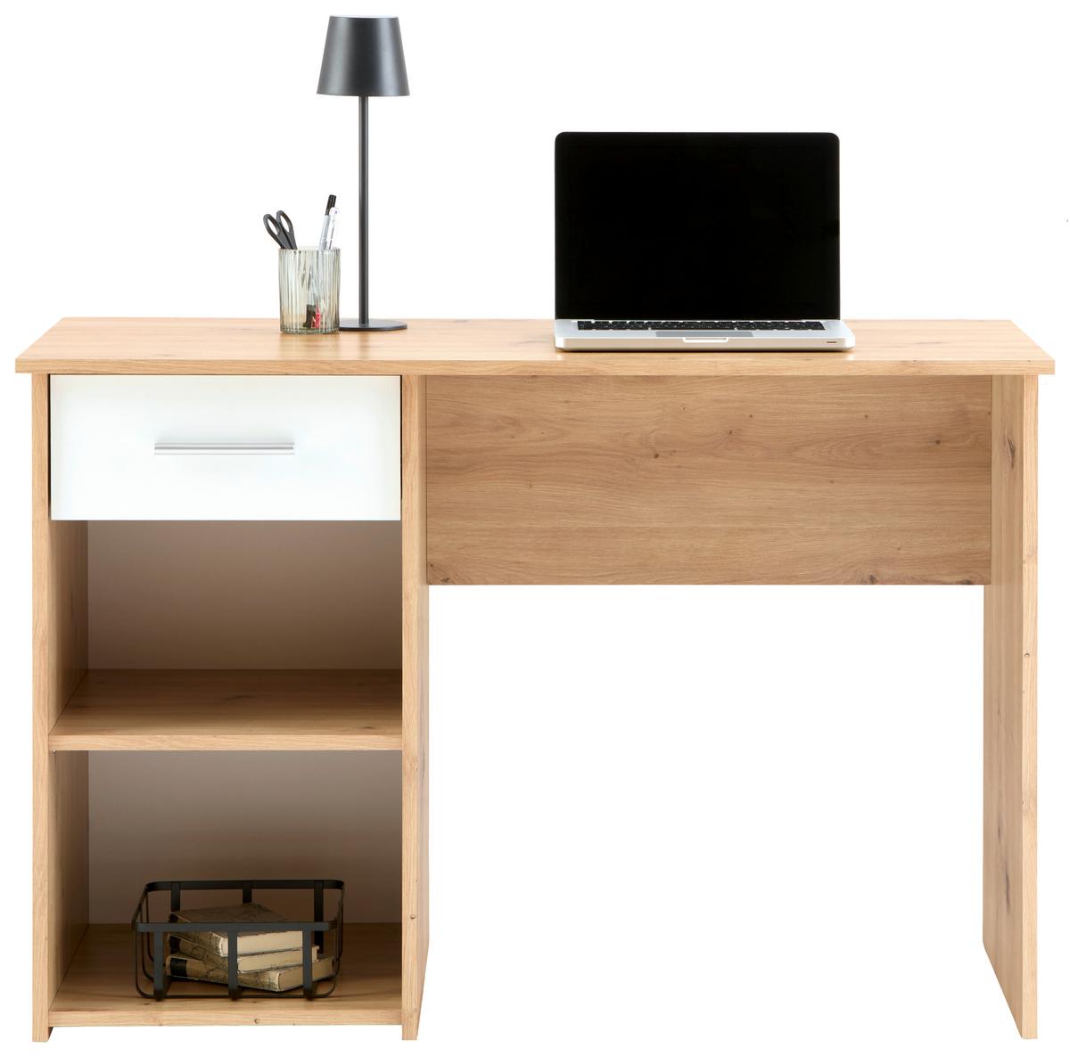 Íróasztal Kubek 2 - tölgyfa színű/fehér, Modern, faalapú anyag (110/75/50cm) - Best Price