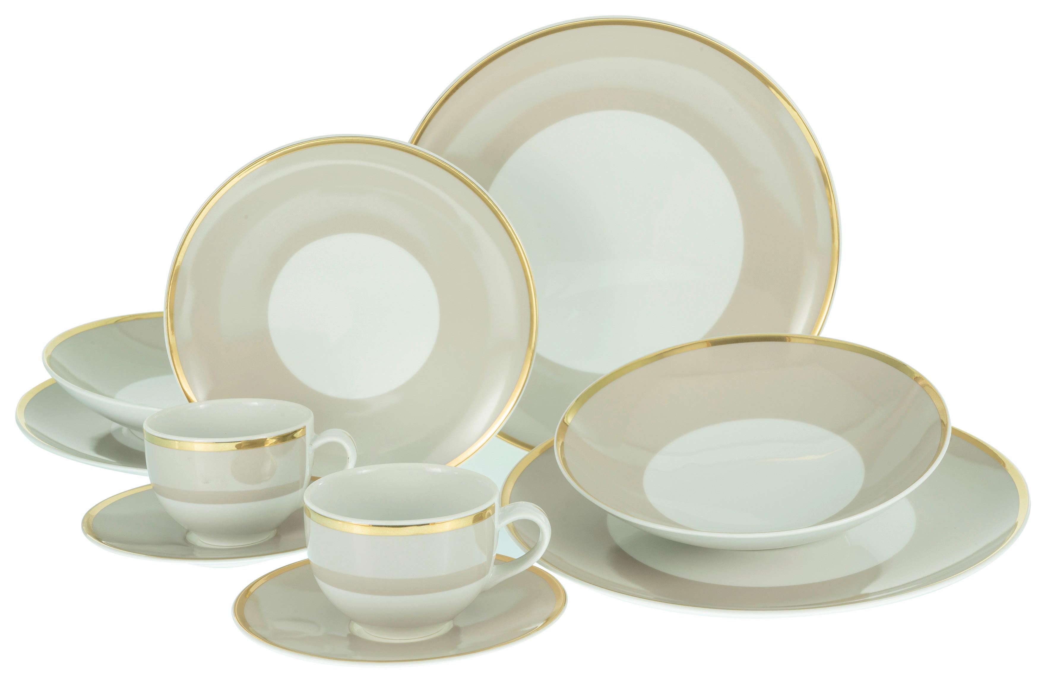 Kombiservice Festive, 10-teilig - Creme, ROMANTIK / LANDHAUS, Keramik (30/30/29cm) - Creatable