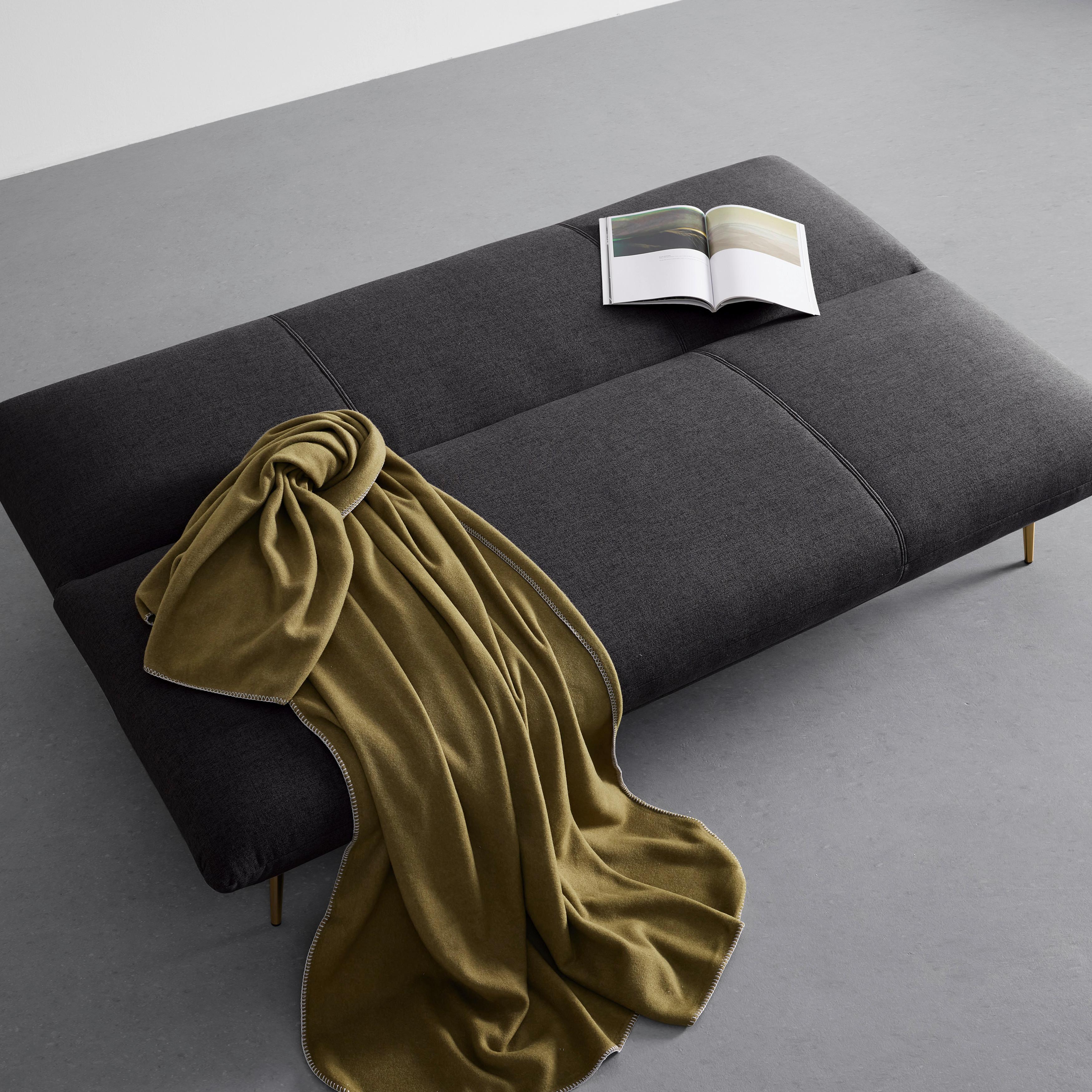 Schlafsofa Ben Dunkelgrau Webstoff - Dunkelgrau/Goldfarben, MODERN, Holz/Textil (186/82/85cm) - Bessagi Home