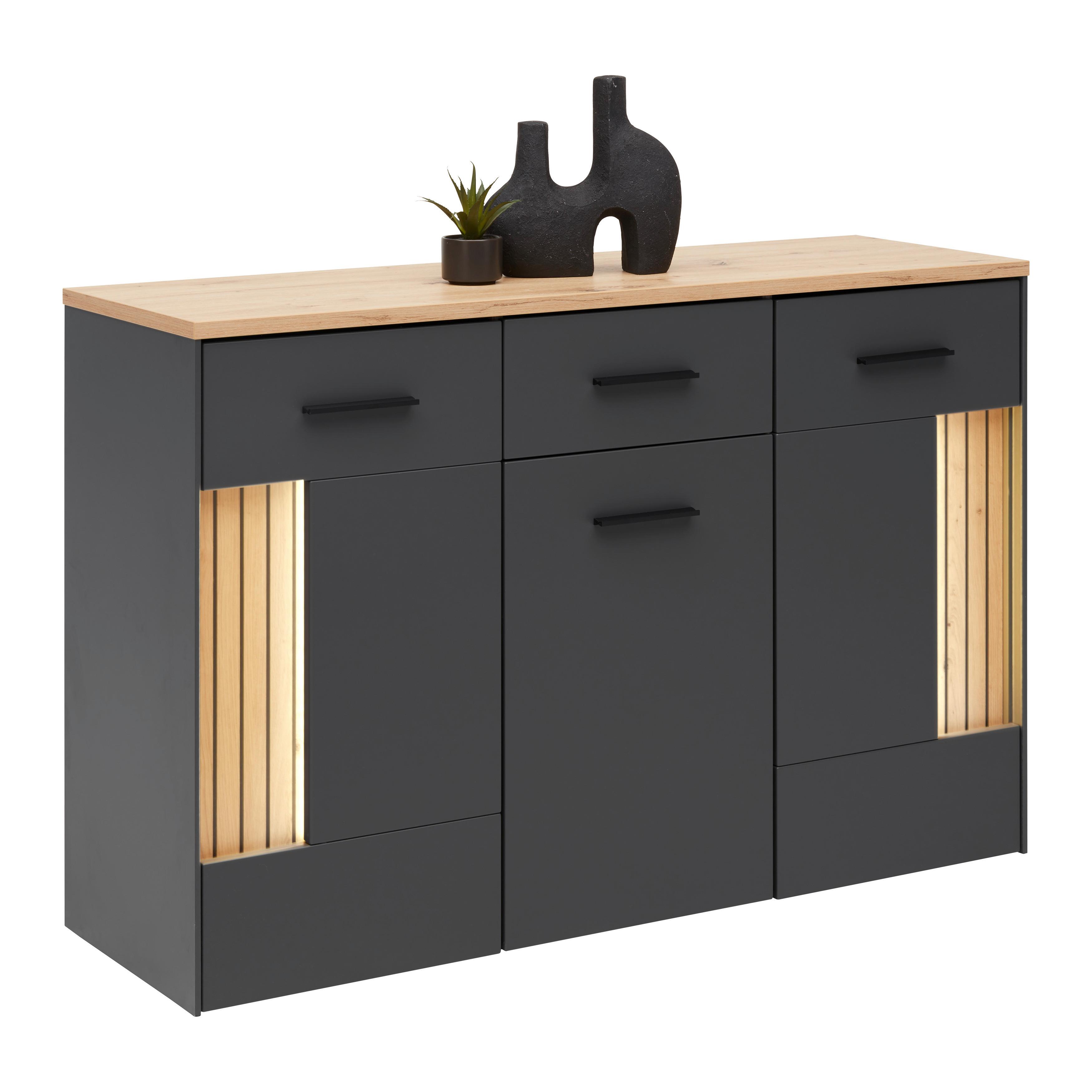 SIDEBOARD ALARA - svart, Modern, metall/trämaterial (128/87/40cm) - Mömax
