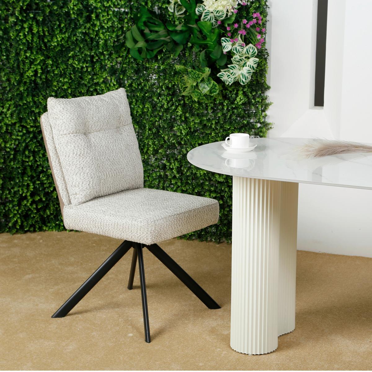 Stolica Evelin - svijetlo smeđa/crna, Moderno, metal/tekstil (47/89/64cm) - Premium Living