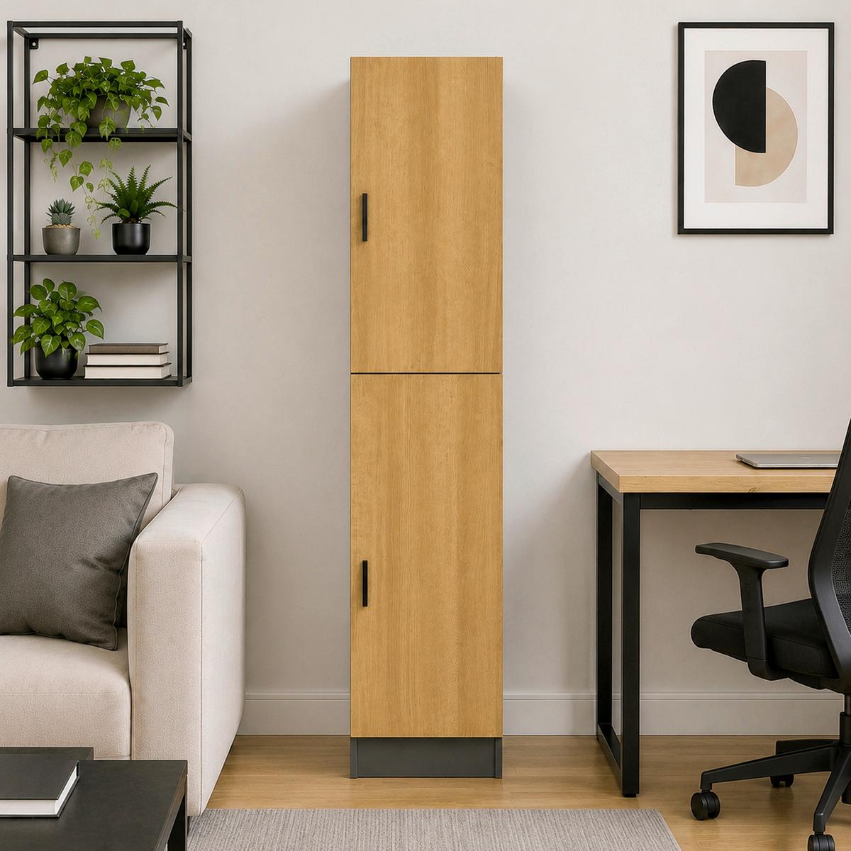 Aktenschrank Dilos L - Honigeiche/Anthrazit, Modern, Holzwerkstoff (38/183/32cm) - MID.YOU