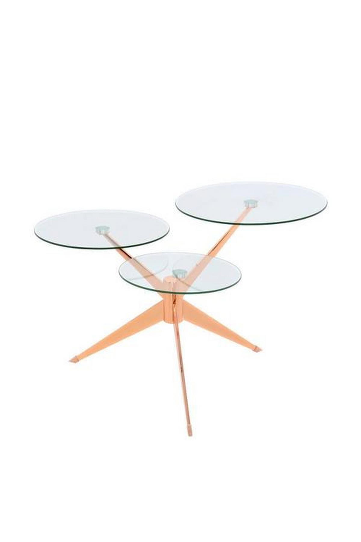 BEISTELLTISCH VOLTM - Rosa/Kupferfarben, Basics, Glas/Holzwerkstoff (60/46/75cm) - Kayoom