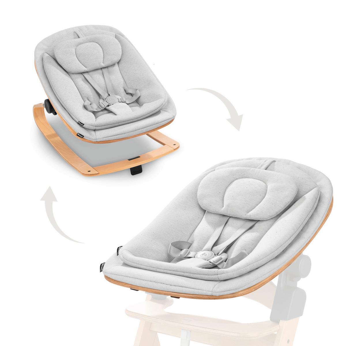 LEŻAK DO WYSOKIEGO KRZESŁA HIGHCHAIR BOUNCER ECO - kolor bukowy/jasnoszary, Basics, drewno/tkanina (50/40/66cm) - Hauck