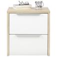 Nachtkommode Weiß/Eichefarben 2er Set - Eichefarben/Alufarben, KONVENTIONELL, Holzwerkstoff/Kunststoff (50/54/40cm) - Premium Living Nachtkommode Weiß/Eichefarben 2er Set - Eichefarben/Alufarben, KONVENTIONELL, Holzwerkstoff/Kunststoff (50/54/40cm) - Premium Living