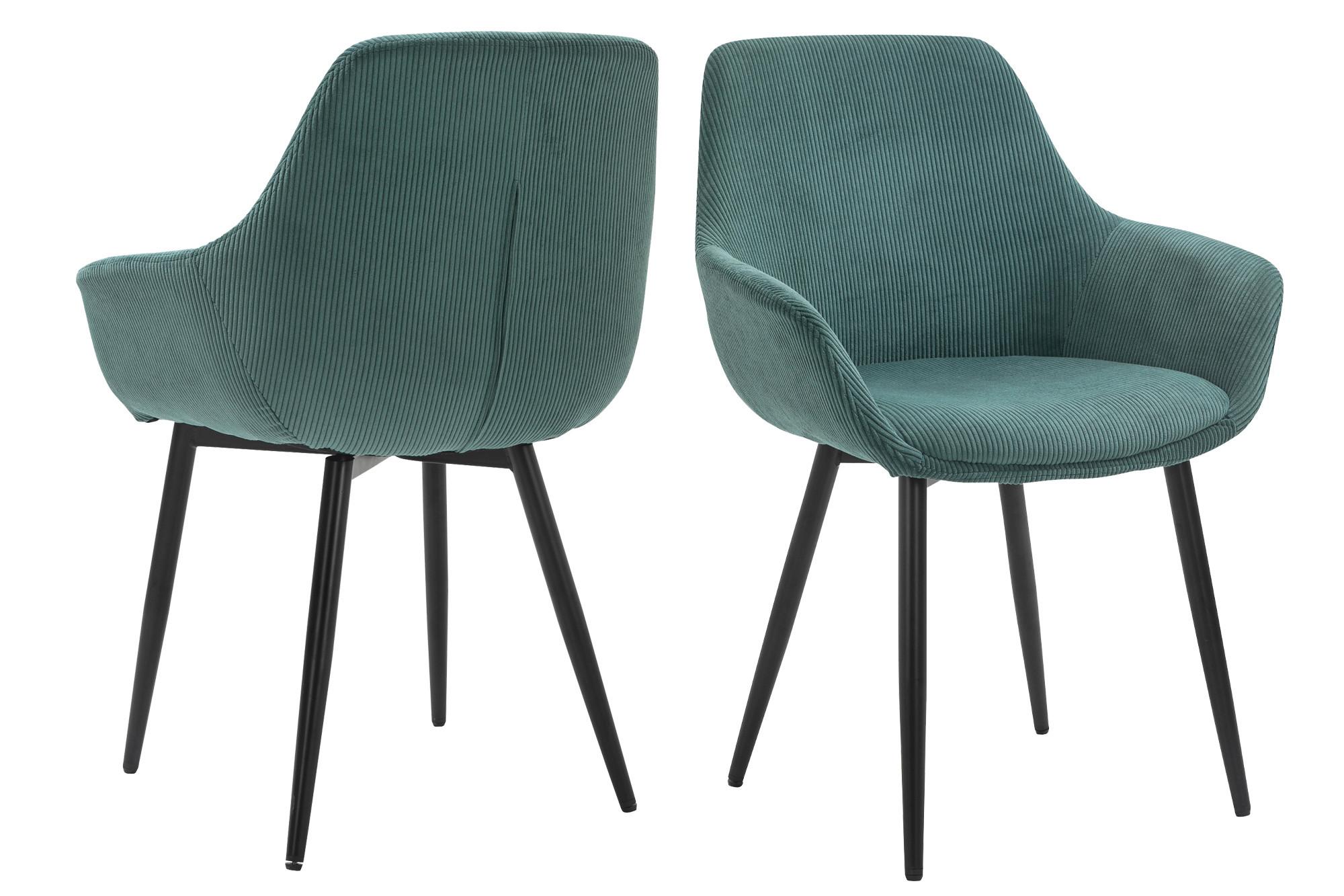 Set Naslanjačev Cord, Zelena, 2-Delni - črna/zelena, Moderno, kovina/tekstil (64/86/59cm) - Livetastic